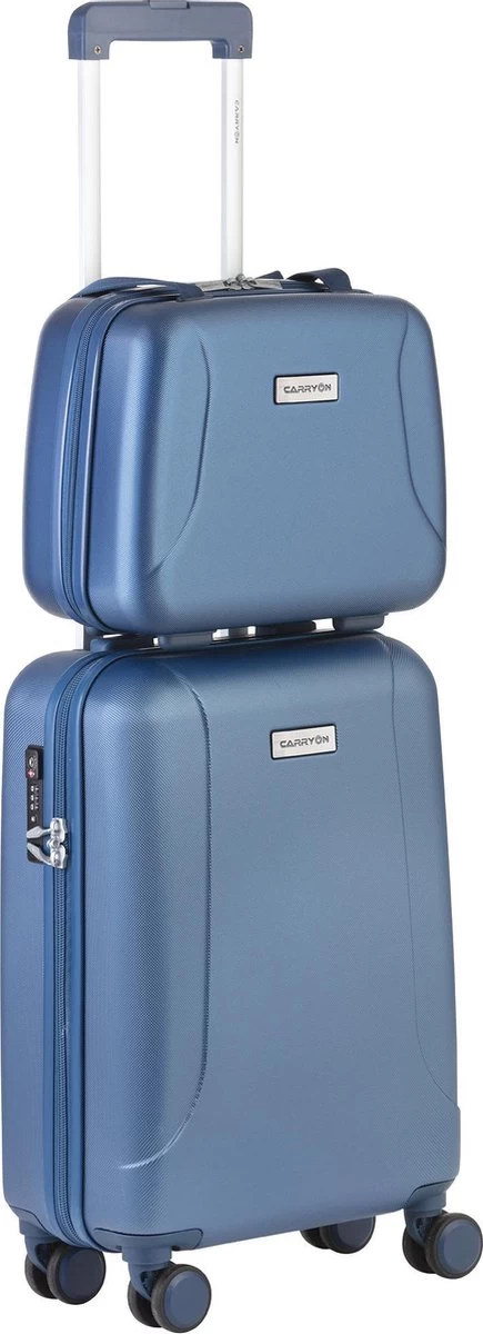 CarryOn Skyhopper Handbagage En Beautycase - 55cm TSA Trolley En Make-up Koffer - Blauw 1 CarryOn Skyhopper Handbagage En Beautycase - 55cm TSA Trolley En Make-up Koffer - Blauw