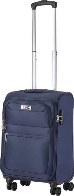 TravelZ Softspinner TSA Handbagagekoffer 55cm - Zachte Reiskoffer Dubbele Wielen – Blauw