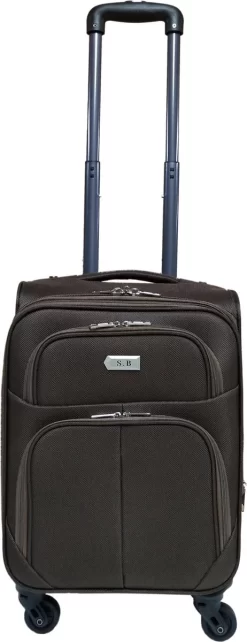 Stoffen Handbagage Koffer 51cm 4 Wielen Trolley - Bruin