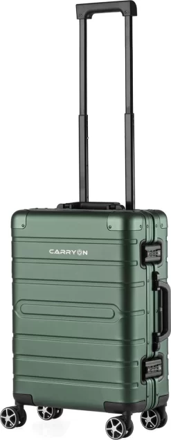 CarryOn ULD Handbagage - Luxe Aluminium Trolley 55cm - Dubbel TSA Slot - Dubbele Wielen - Groen