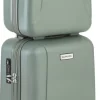 CarryOn Skyhopper Handbagage En Beautycase - 55cm TSA Trolley En Make-up Koffer - Olijf