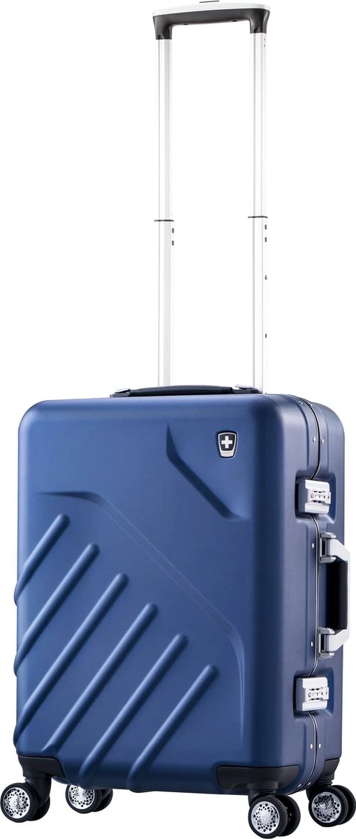 Swissmobility Elite Handbagagekoffer - 55cm Luxe Handbagage Met Dubbele TSA-kliksloten - Blauw 1 Swissmobility Elite Handbagagekoffer - 55cm Luxe Handbagage Met Dubbele TSA-kliksloten - Blauw