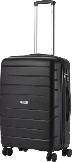 TravelZ Big Bars Reiskoffer 68 Cm Met Dubbele Wielen - Trolley Koffer Met TSA-slot - Zwart