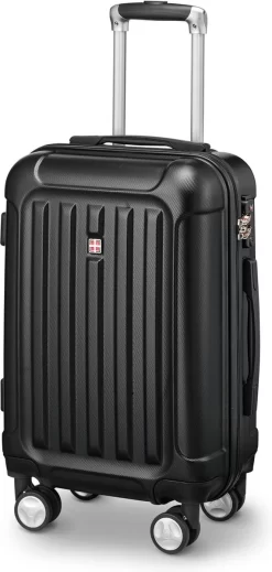 Swiss Alps - Handbagage Koffer - 55x35x22 Cm - 4 Wielen - Zwart