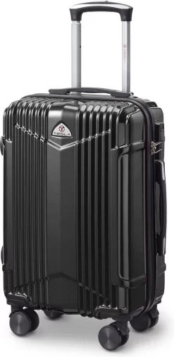 Reisopslagwinkel 48 Tesla PC - Handbagage Koffer - 55x35x20 Cm - 4 Wielen - Zwart