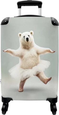 NoBoringSuitcases.com® Koffer - IJsbeer - Rok - Wit - Portret - Dieren - Trolley Op Wieltjes - Reiskoffer - Past Binnen 55x40x20 Cm En 55x35x25 Cm - Fotokoffer -Reisopslagwinkel 621x1200 2