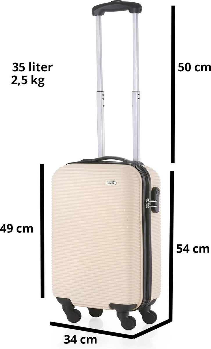 TravelZ Horizon Handbagagekoffer - 54cm Handbagage Trolley Met Gevoerde Binnenkant - Champagne 8 TravelZ Horizon Handbagagekoffer - 54cm Handbagage Trolley Met Gevoerde Binnenkant - Champagne - Afbeelding 8