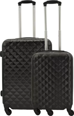 SB Travelbags Kofferset - 2 Delige 'Expandable' Koffer - Zwart - 65cm/55cm