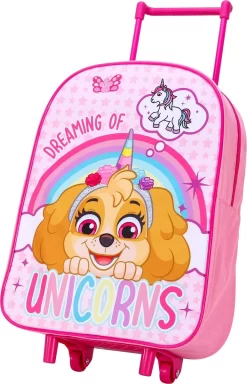 Paw Patrol SKYE Unicorn Eenhoorn Trolley Koffertje Vakantie Logeren Tripjes Roze Regenboog