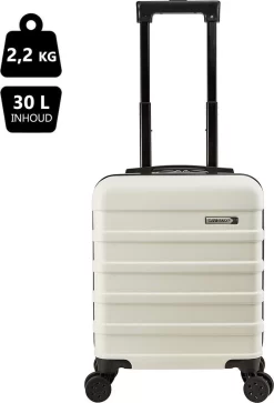 CabinMax Handbagage Koffer - Trolley 30L - Harde Reiskoffer - 45x36x20cm - Lichtgewicht - Groot Capaciteit - Wit -Reisopslagwinkel 816x1200 1