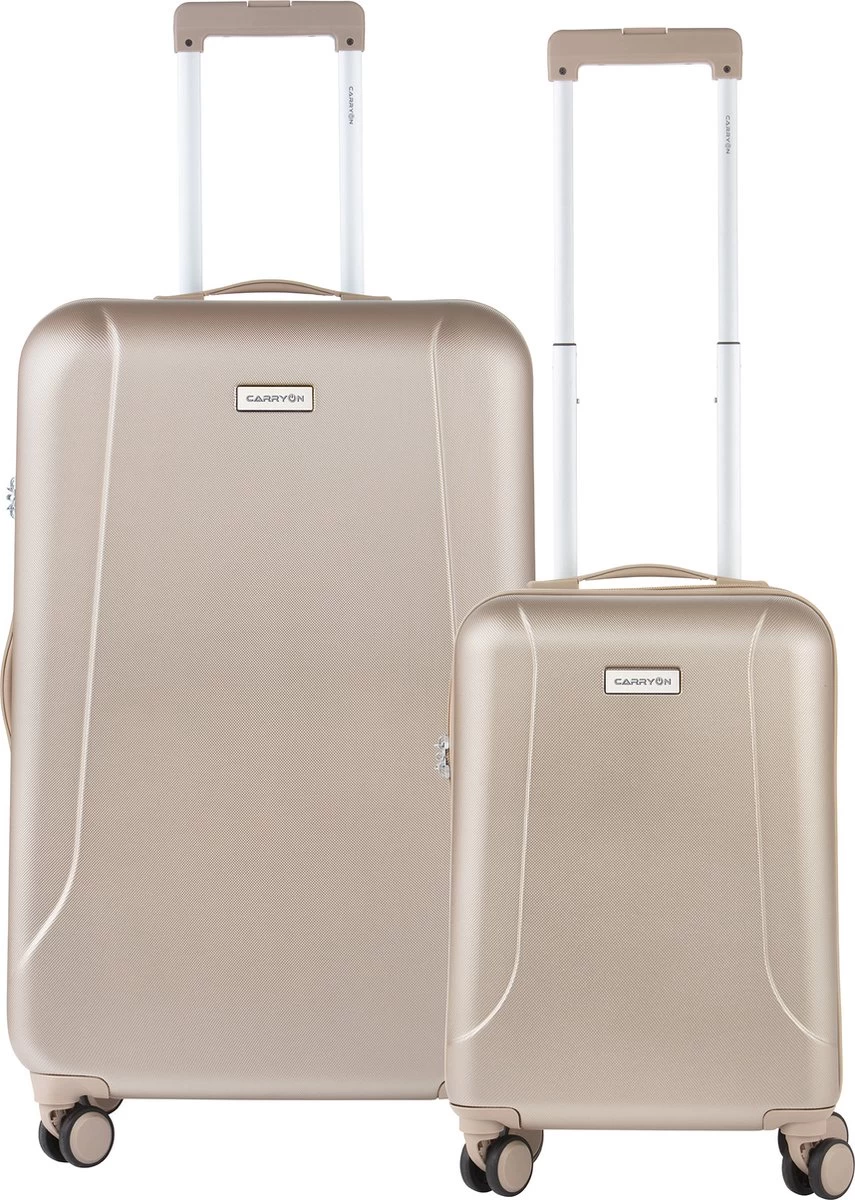 CarryOn Skyhopper Kofferset – TSA Handbagage + Reiskoffer 78cm – Dubbele Wielen - Champagne 3 CarryOn Skyhopper Kofferset – TSA Handbagage + Reiskoffer 78cm – Dubbele Wielen - Champagne - Afbeelding 3