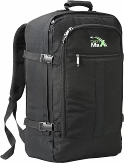 CabinMax Metz Reistas– Handbagage 44L- Rugzak – Schooltas - Backpack 55x40x20cm – Lichtgewicht - Zwart (MZ BK)