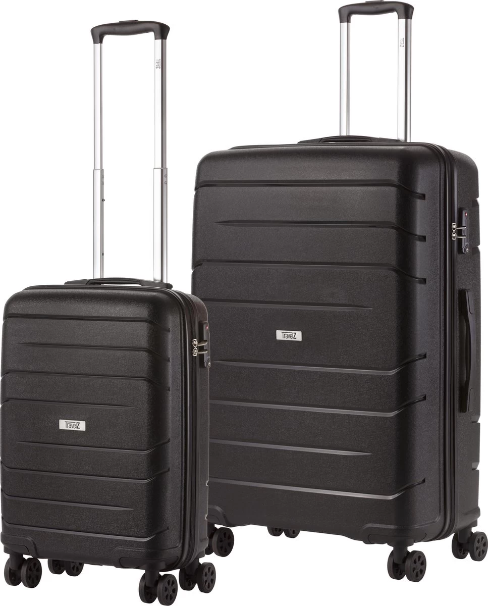 TravelZ Big Bars Kofferset - Trolleyset TSA 2-delig - Handbagage En Groot - Zwart 7 TravelZ Big Bars Kofferset - Trolleyset TSA 2-delig - Handbagage En Groot - Zwart - Afbeelding 7