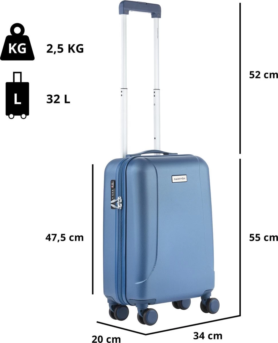 CarryOn Skyhopper Handbagage En Beautycase - 55cm TSA Trolley En Make-up Koffer - Blauw 9 CarryOn Skyhopper Handbagage En Beautycase - 55cm TSA Trolley En Make-up Koffer - Blauw - Afbeelding 9