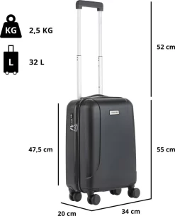 CarryOn Skyhopper Handbagage En Beautycase - 55cm TSA Trolley En Make-up Koffer - Zwart -Reisopslagwinkel 972x1200 1