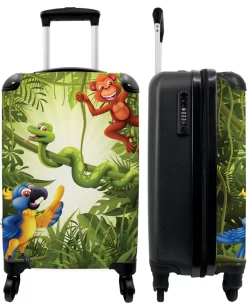 Reisopslagwinkel 50 NoBoringSuitcases.com® Koffer - Jungle - Dieren - Groen - Kinderen - Past Binnen 55x40x20 Cm En 55x35x25 Cm - Handbagage - Trolley - Fotokoffer - Cabin Size - Print