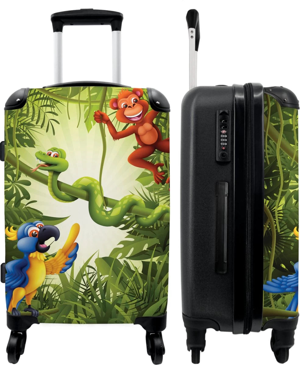 NoBoringSuitcases.com® Koffer Groot - Jungle - Dieren - Groen - Kinderen - Trolley Koffer Met TSA-slot - Met Wielen - 90 Liter - Reiskoffer - 66 Cm 1 NoBoringSuitcases.com® Koffer Groot - Jungle - Dieren - Groen - Kinderen - Trolley Koffer Met TSA-slot - Met Wielen - 90 Liter - Reiskoffer - 66 Cm