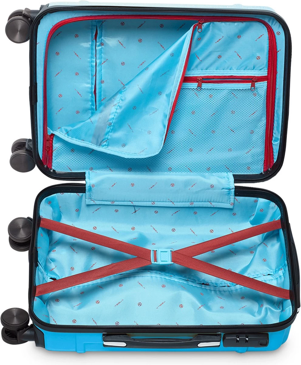 Tesla PC - Handbagage Koffer - 55x35x20 Cm - 4 Wielen - Licht Blauw 3 Tesla PC - Handbagage Koffer - 55x35x20 Cm - 4 Wielen - Licht Blauw - Afbeelding 3